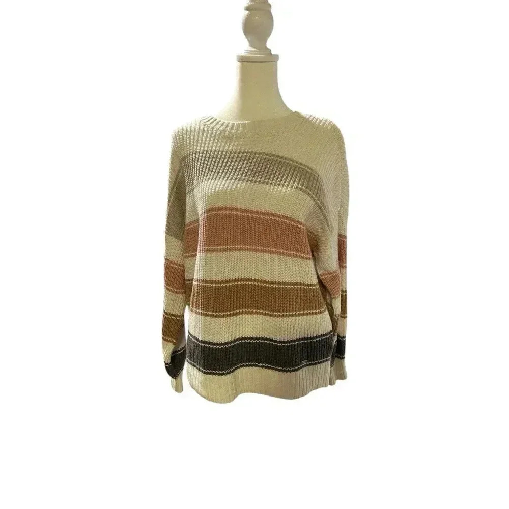 Hollister Size XS Cream Pink‎ Beige Gray Striped Multicolor Sweater
